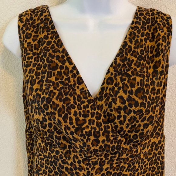 New * Clothing Co by Notations * CHIFFON faux WRAP lined ANIMAL TANK * Flowy * M - Picture 2 of 9